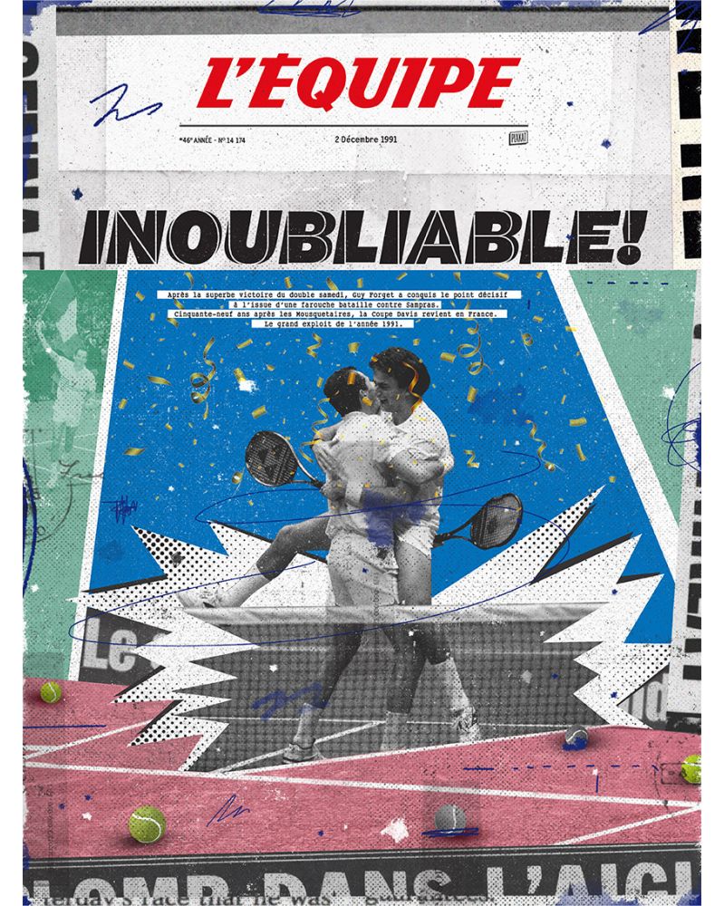 Affiche - L'Equipe - Coupe Davis 91 (digigraphie 50 x 70)