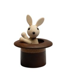 The Magic Hat with white rabbit, Wood Figurine by Chresten Sommer, Spring Copenhagen