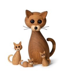 Big Lucky Cat, Wood Figurine by Chresten Sommer, Spring Copenhagen