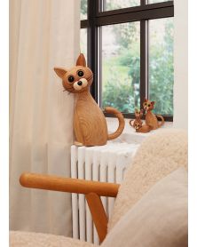 Big Lucky Cat, Wood Figurine by Chresten Sommer, Spring Copenhagen