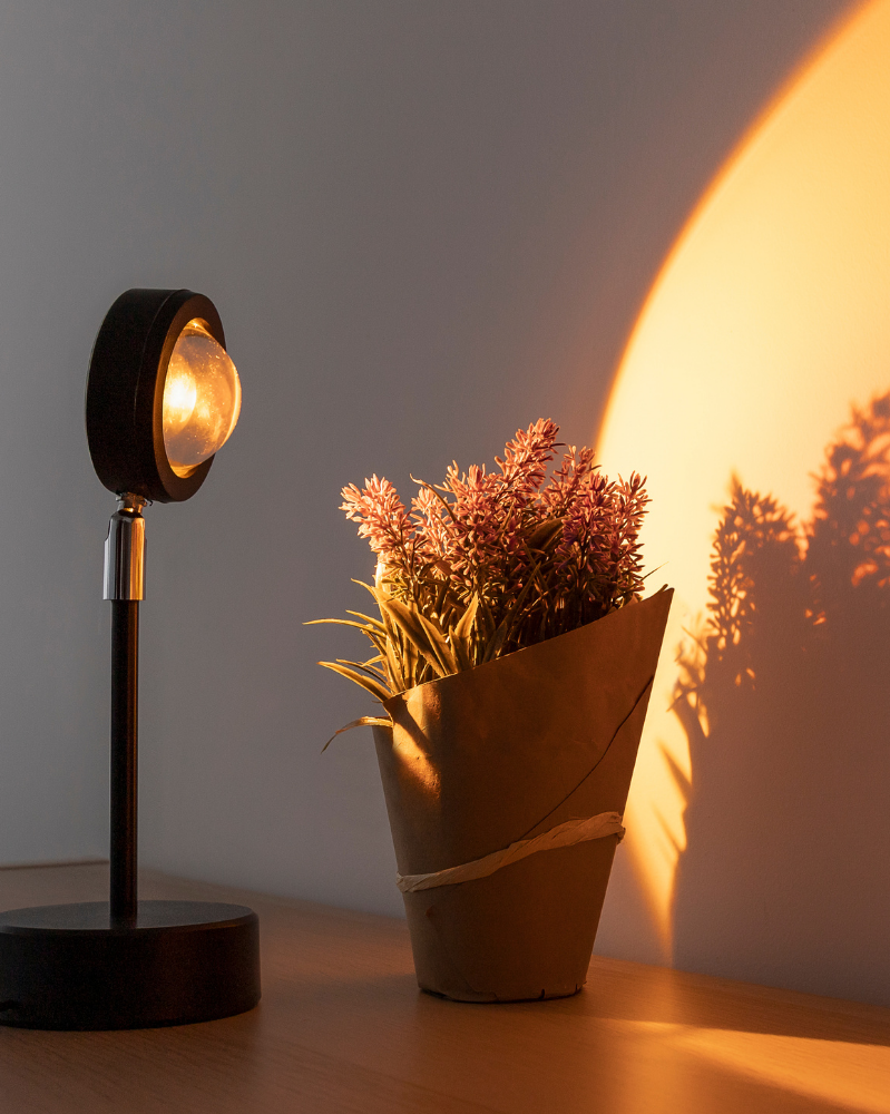 ZEYXINH Sunset Lamp Lampe de Coucher de soleil, Lumière LED de Projection  de Coucher de Soleil Arc-en-Ciel, Lampe de Sol LED de 360 degrés de Charge  USB veilleuse pour Salon Chambre à